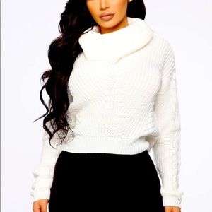Fashion Nova White Cowl Neck Sweater